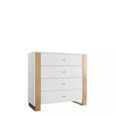 Úzká komoda se šuplíky LUMOS - zlatá / bílá