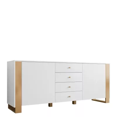 Široká kombinovaná komoda LUMOS - zlatá / bílá