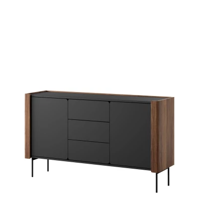 Kombinovaná komoda s dvířky a šuplíky DEJSY - ořech / černá