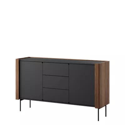 Kombinovaná komoda s dvířky a šuplíky DEJSY - ořech / černá