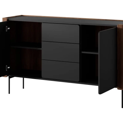 Kombinovaná komoda s dvířky a šuplíky DEJSY - ořech / černá