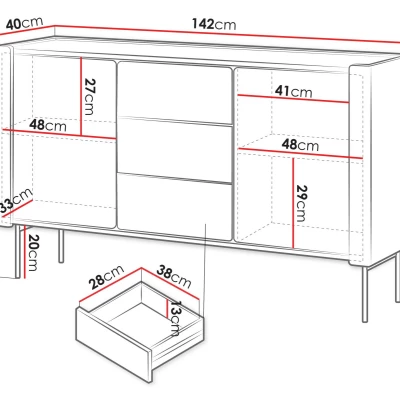 Kombinovaná komoda s dvířky a šuplíky DEJSY - ořech / černá