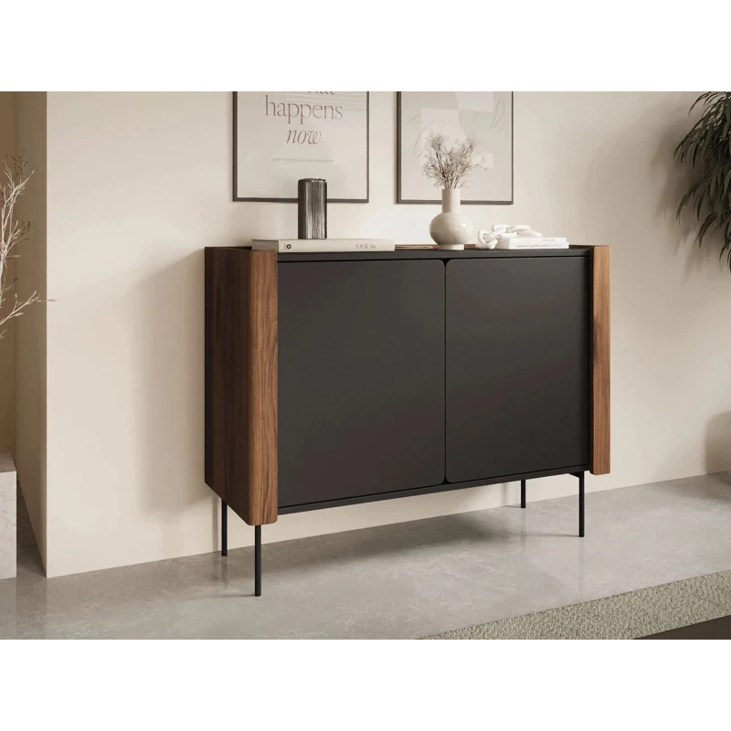 Úzká komoda s dvířky DEJSY - ořech / černá