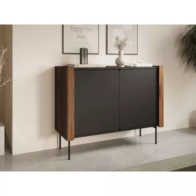 Úzká komoda s dvířky DEJSY - ořech / černá