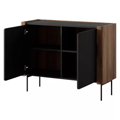 Úzká komoda s dvířky DEJSY - ořech / černá