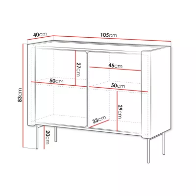 Úzká komoda s dvířky DEJSY - ořech / černá