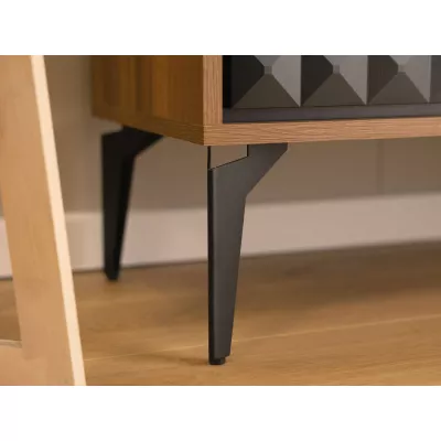 Designová komoda s dvířky KALWI - barokní dub jantarový / černá