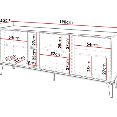 Designová komoda s dvířky KALWI - barokní dub jantarový / černá
