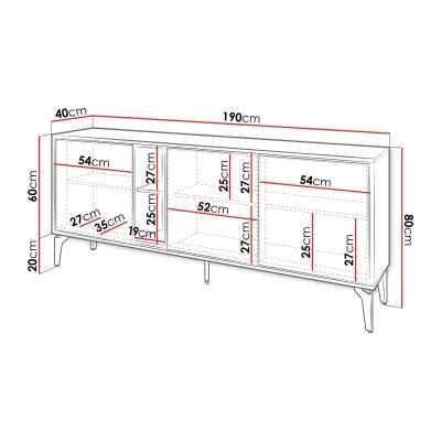 Designová komoda s dvířky KALWI - barokní dub jantarový / černá