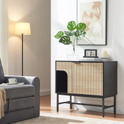 Úzká komoda FAHIM 3 - dub / černá