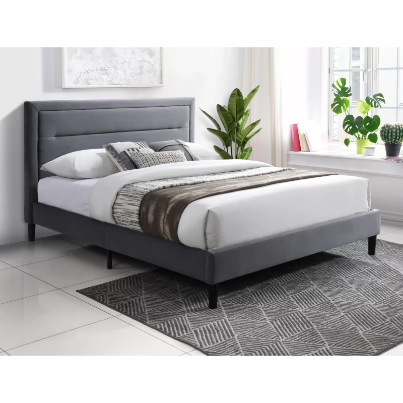 Manželská postel 140x200 STEPHANY - šedá / černá