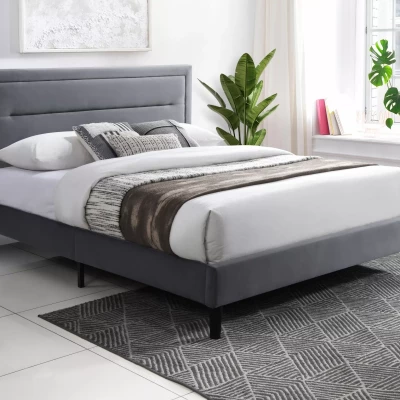 Manželská postel 160x200 STEPHANY - šedá / černá