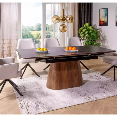 Rozkládací jídelní stůl 160(200)x90 VALMIR - černý / ořech