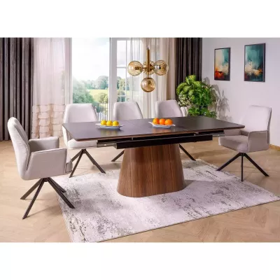 Rozkládací jídelní stůl 160(200)x90 VALMIR - černý / ořech