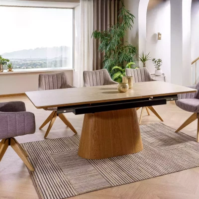 Rozkládací jídelní stůl 160(200)x90 VALMIR - béžový / dub