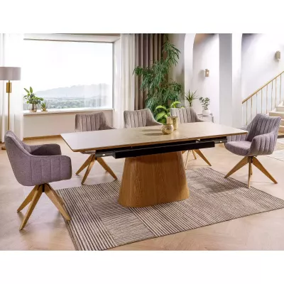 Rozkládací jídelní stůl 160(200)x90 VALMIR - béžový / dub