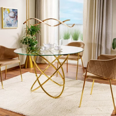 Designový skleněný stůl ORLAN - zlatý