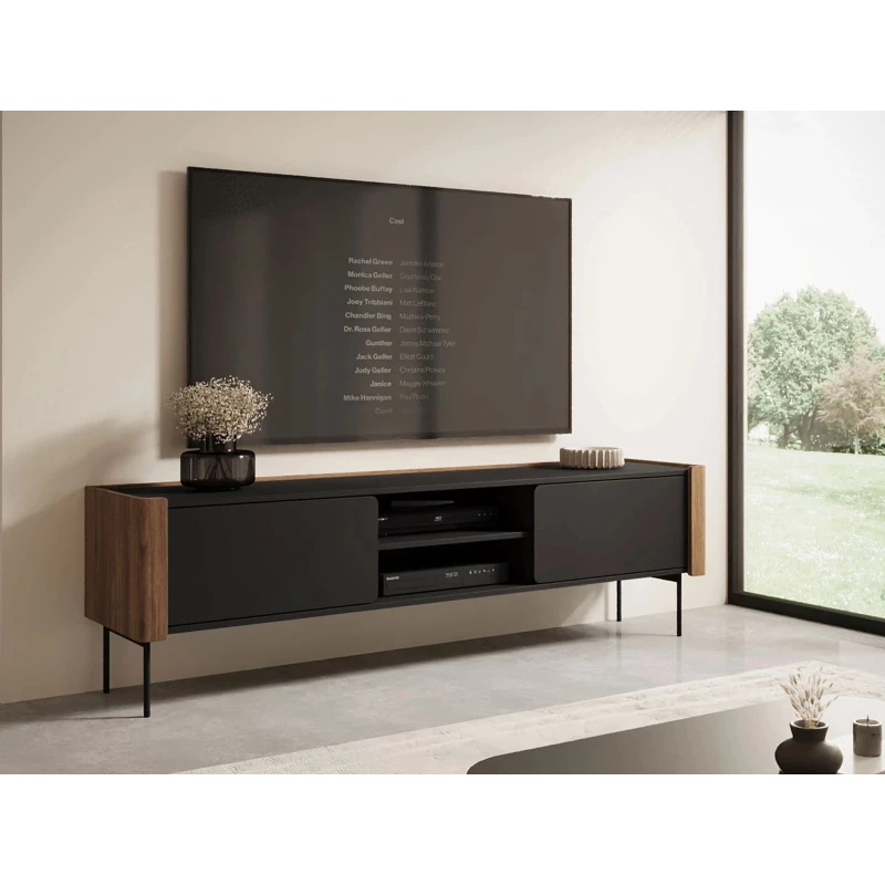 Široký televizní stolek DEJSY - ořech / černý