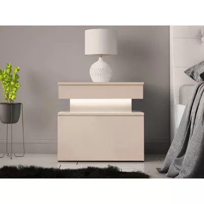 Noční stolek HYDA - pískový béžový + LED osvětlení ZDARMA