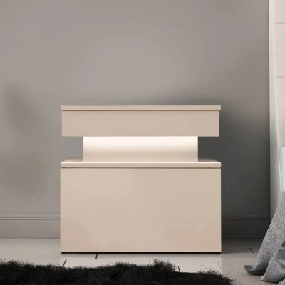 Noční stolek HYDA - pískový béžový + LED osvětlení ZDARMA
