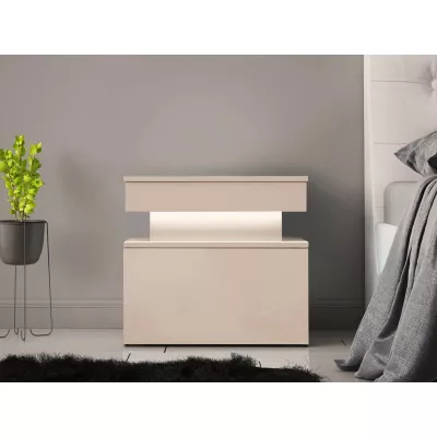 Noční stolek HYDA - pískový béžový + LED osvětlení ZDARMA