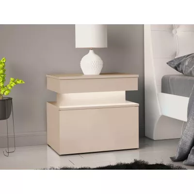 Noční stolek HYDA - pískový béžový + LED osvětlení ZDARMA
