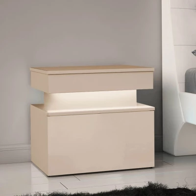 Noční stolek HYDA - pískový béžový + LED osvětlení ZDARMA
