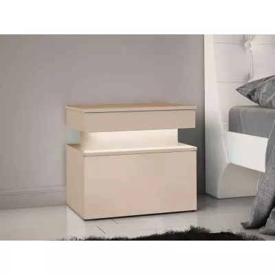 Noční stolek HYDA - pískový béžový + LED osvětlení ZDARMA