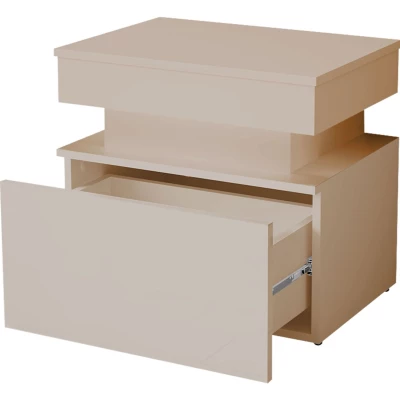 Noční stolek HYDA - pískový béžový + LED osvětlení ZDARMA