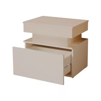 Noční stolek HYDA - pískový béžový + LED osvětlení ZDARMA