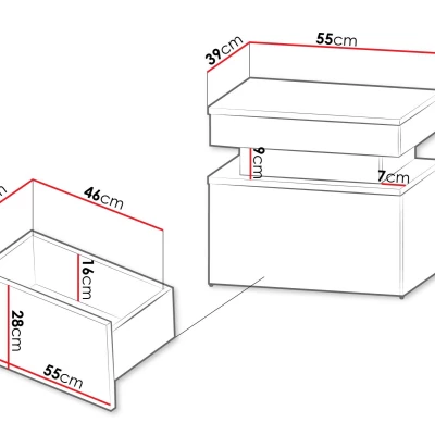 Noční stolek HYDA - pískový béžový + LED osvětlení ZDARMA