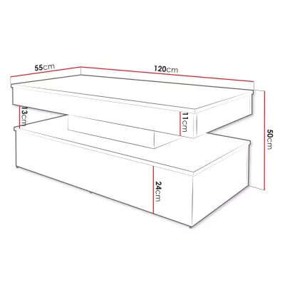 Konferenční stolek HYDA - pískový béžový + LED osvětlení ZDARMA