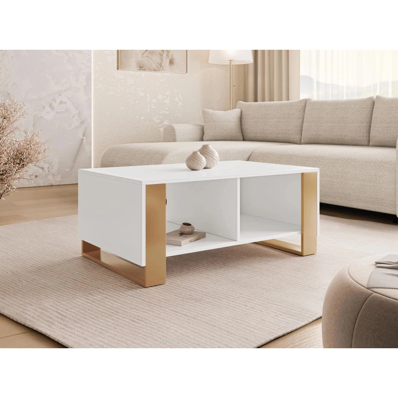 Konferenční stolek LUMOS - zlatý / bílý