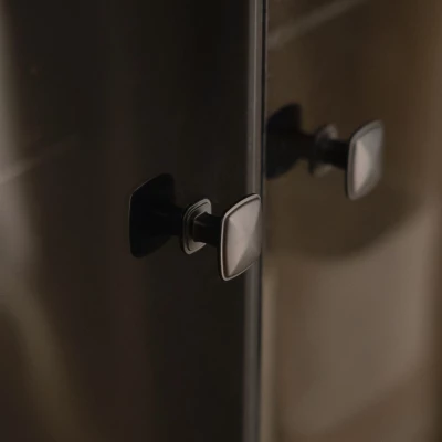 Nízká prosklená skříňka KALWI - barokní dub jantarový / černá