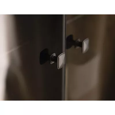 Nízká prosklená skříňka KALWI - barokní dub jantarový / černá