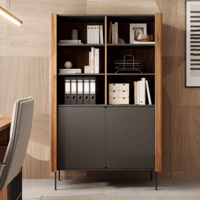 Regál do obývacího pokoje DEJSY - ořech / černý