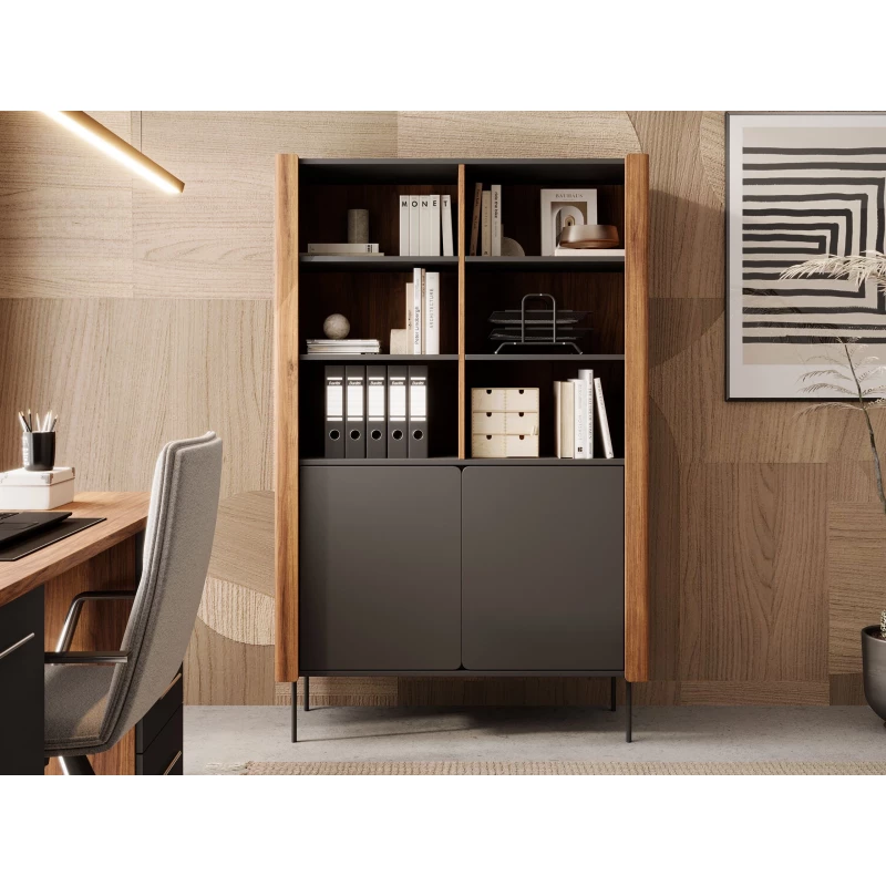 Regál do obývacího pokoje DEJSY - ořech / černý