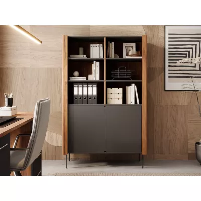 Regál do obývacího pokoje DEJSY - ořech / černý