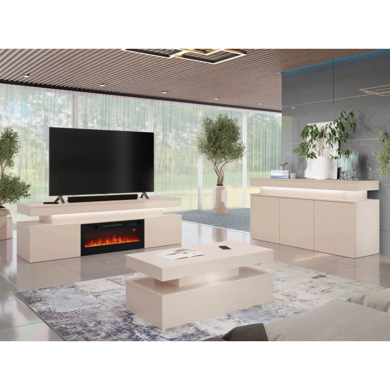 Sestava do obývacího pokoje HYDA 2 - písková béžová + LED osvětlení ZDARMA