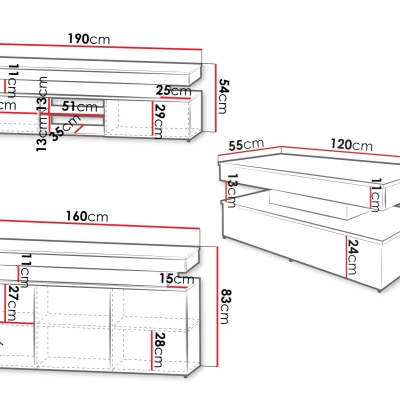 Sestava do obývacího pokoje HYDA 1 - písková béžová + LED osvětlení ZDARMA