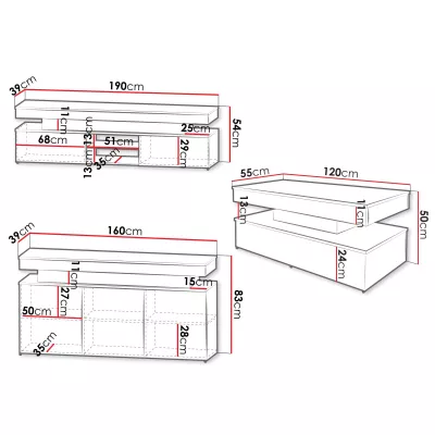 Sestava do obývacího pokoje HYDA 1 - písková béžová + LED osvětlení ZDARMA