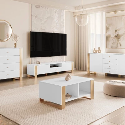 Sestava do obývacího pokoje LUMOS - zlatá / bílá