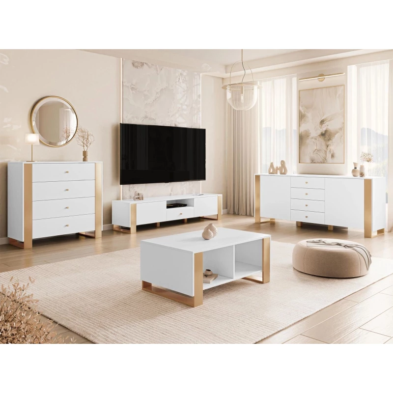 Sestava do obývacího pokoje LUMOS - zlatá / bílá