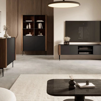 Sestava do obývacího pokoje DEJSY - ořech / černá