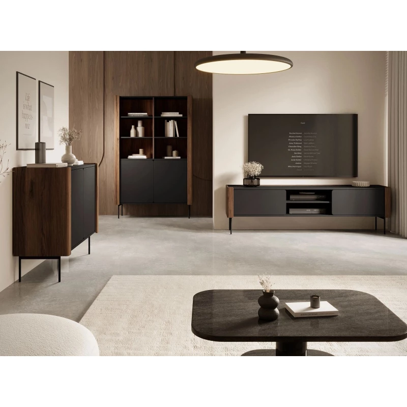 Sestava do obývacího pokoje DEJSY - ořech / černá