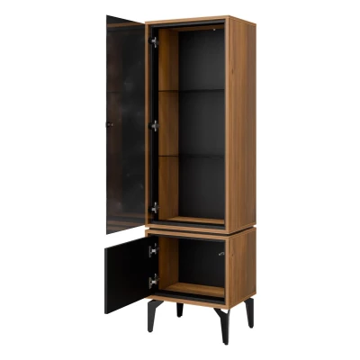 Stěna do obýváku KALWI 1 - barokní dub jantarový / černá