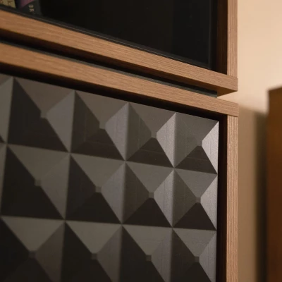 Stěna do obýváku KALWI 1 - barokní dub jantarový / černá