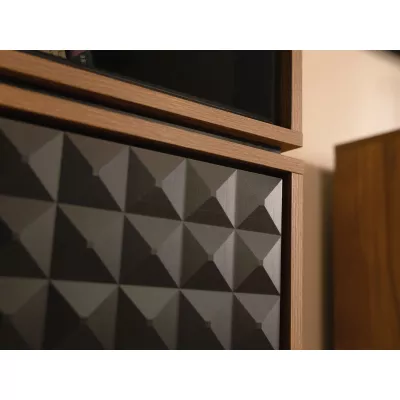 Stěna do obýváku KALWI 1 - barokní dub jantarový / černá