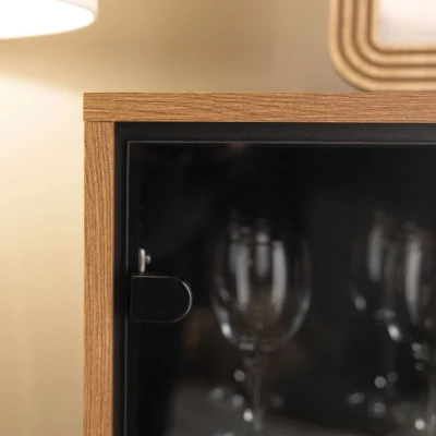 Stěna do obýváku KALWI 1 - barokní dub jantarový / černá