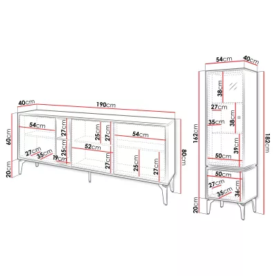 Stěna do obýváku KALWI 1 - barokní dub jantarový / černá